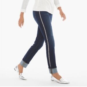 CHICO'S SO SLIMMING SIDE EMBELLISHED GIRLFRIEND ANKLE JEANS